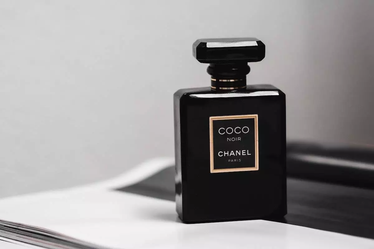 a bottle of COCO Noir perfume kept on a table
